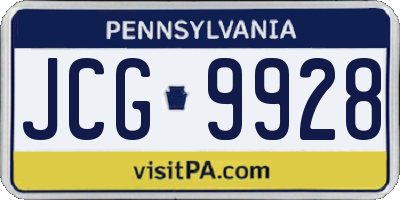 PA license plate JCG9928