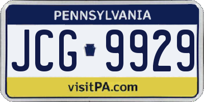PA license plate JCG9929