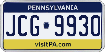 PA license plate JCG9930