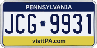 PA license plate JCG9931