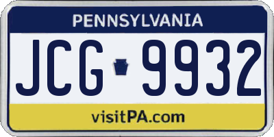 PA license plate JCG9932