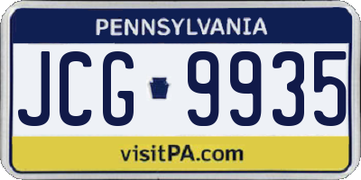 PA license plate JCG9935