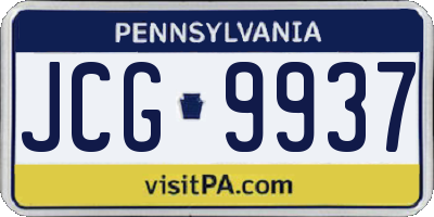 PA license plate JCG9937