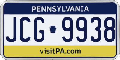 PA license plate JCG9938