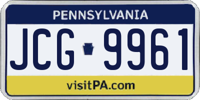 PA license plate JCG9961