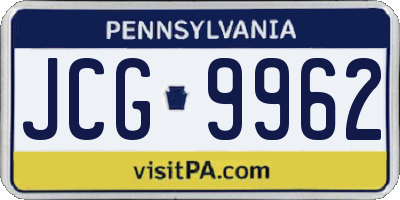 PA license plate JCG9962