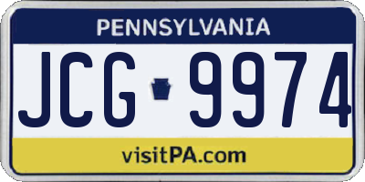 PA license plate JCG9974