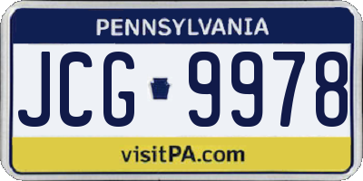 PA license plate JCG9978