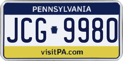 PA license plate JCG9980
