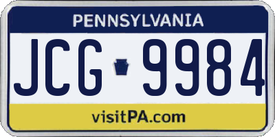 PA license plate JCG9984