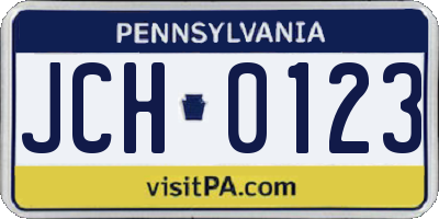 PA license plate JCH0123