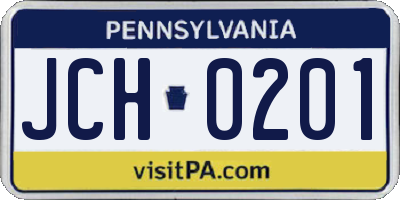 PA license plate JCH0201