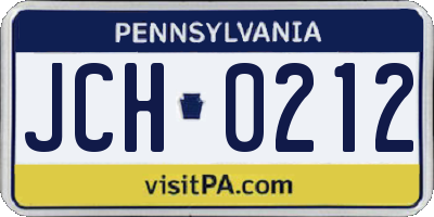 PA license plate JCH0212