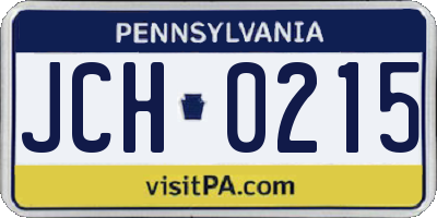 PA license plate JCH0215