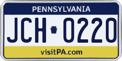 PA license plate JCH0220