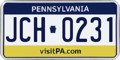 PA license plate JCH0231