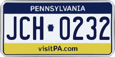 PA license plate JCH0232