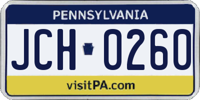 PA license plate JCH0260