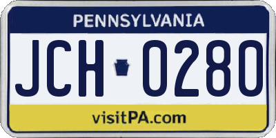 PA license plate JCH0280