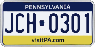 PA license plate JCH0301