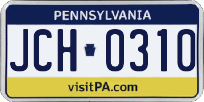 PA license plate JCH0310