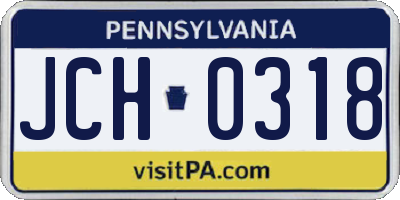 PA license plate JCH0318