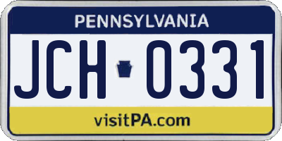 PA license plate JCH0331
