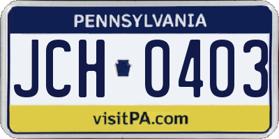 PA license plate JCH0403