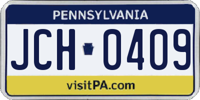 PA license plate JCH0409
