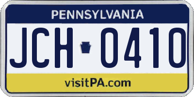 PA license plate JCH0410