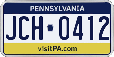 PA license plate JCH0412
