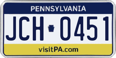 PA license plate JCH0451