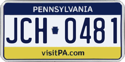 PA license plate JCH0481