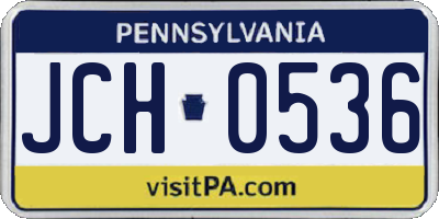 PA license plate JCH0536