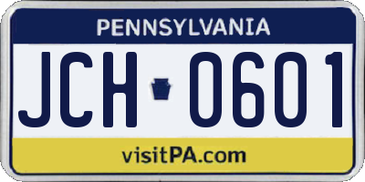 PA license plate JCH0601