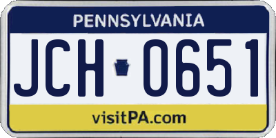 PA license plate JCH0651
