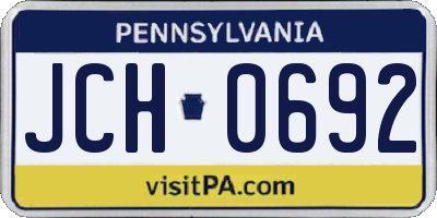 PA license plate JCH0692