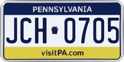 PA license plate JCH0705