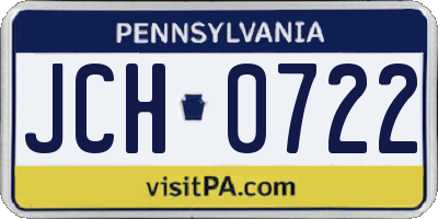 PA license plate JCH0722