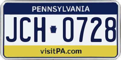 PA license plate JCH0728