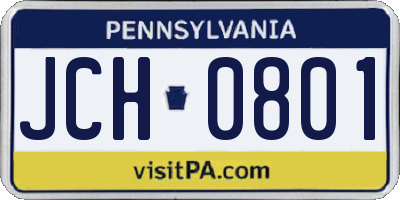 PA license plate JCH0801