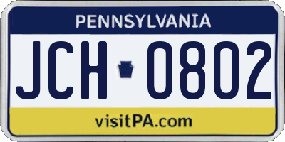 PA license plate JCH0802