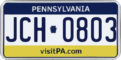PA license plate JCH0803