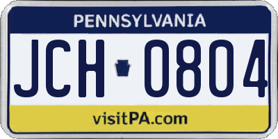 PA license plate JCH0804