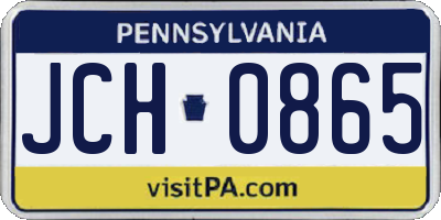 PA license plate JCH0865
