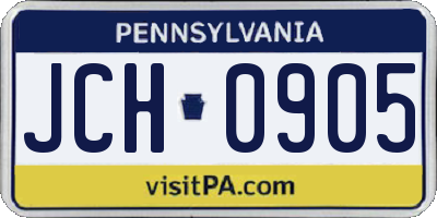PA license plate JCH0905