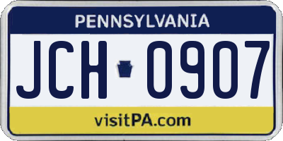 PA license plate JCH0907