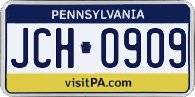PA license plate JCH0909