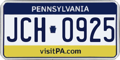 PA license plate JCH0925