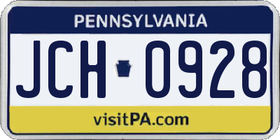 PA license plate JCH0928